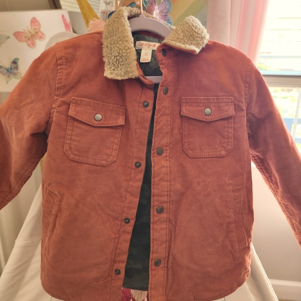 corduroy fall shirt jacket in pumpkin orange size 4T NWT